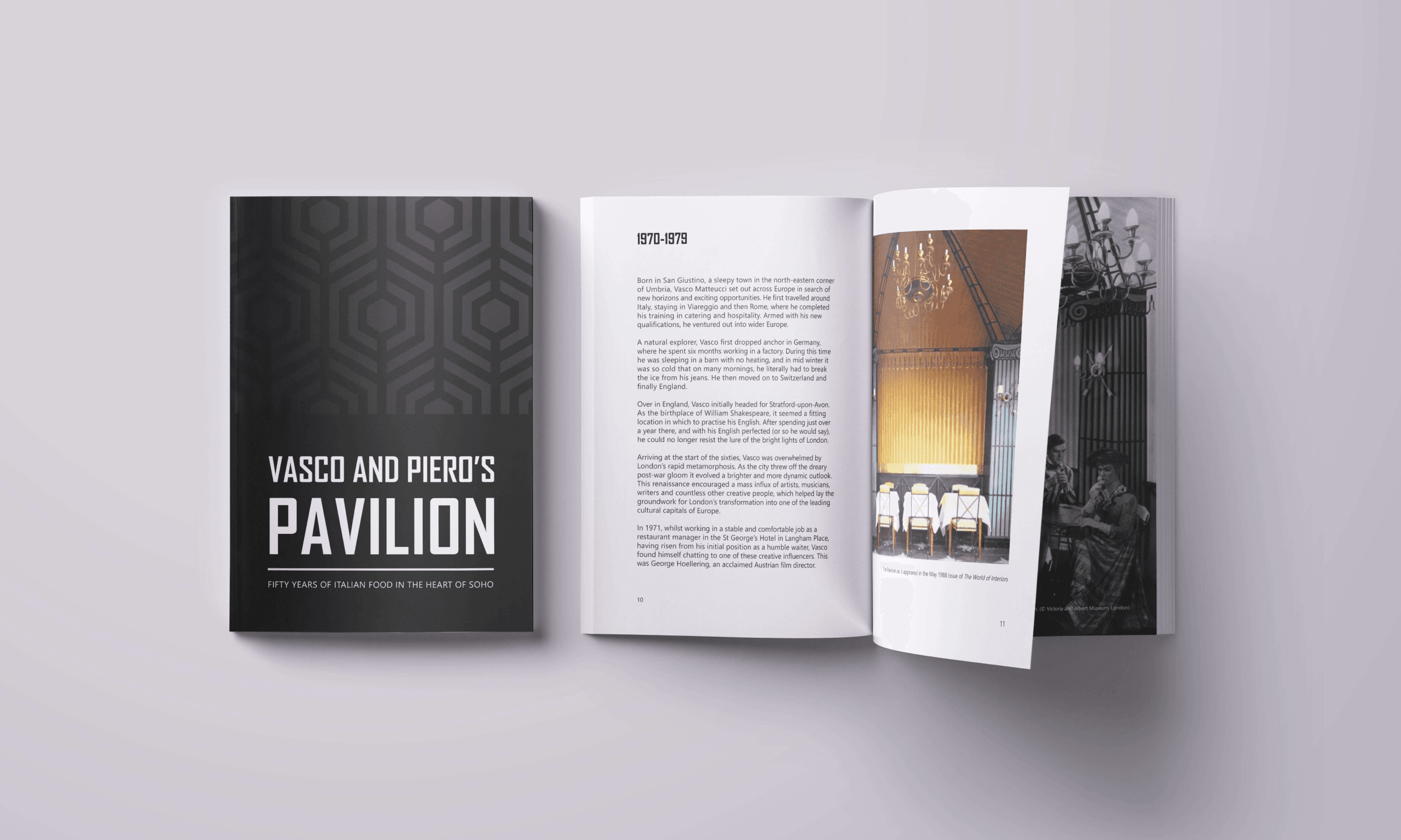 Book cover and open book