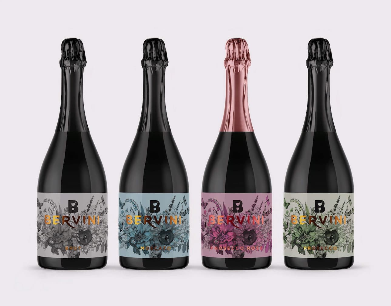 Four bottles showing the natura labels