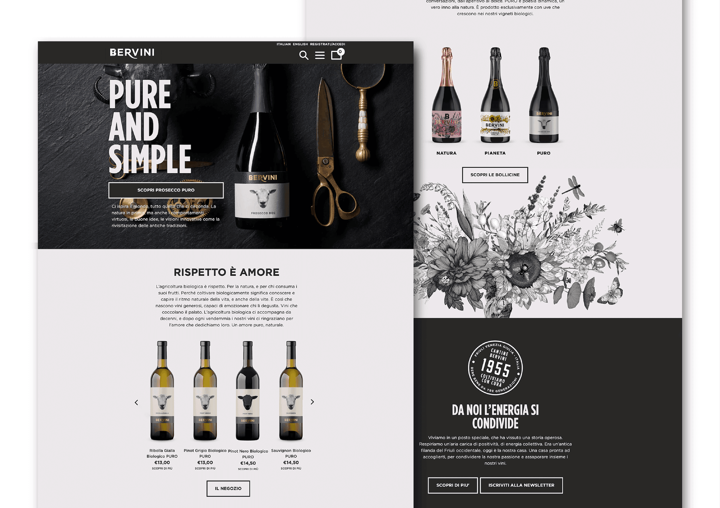 Visual of landing page of Bervini website