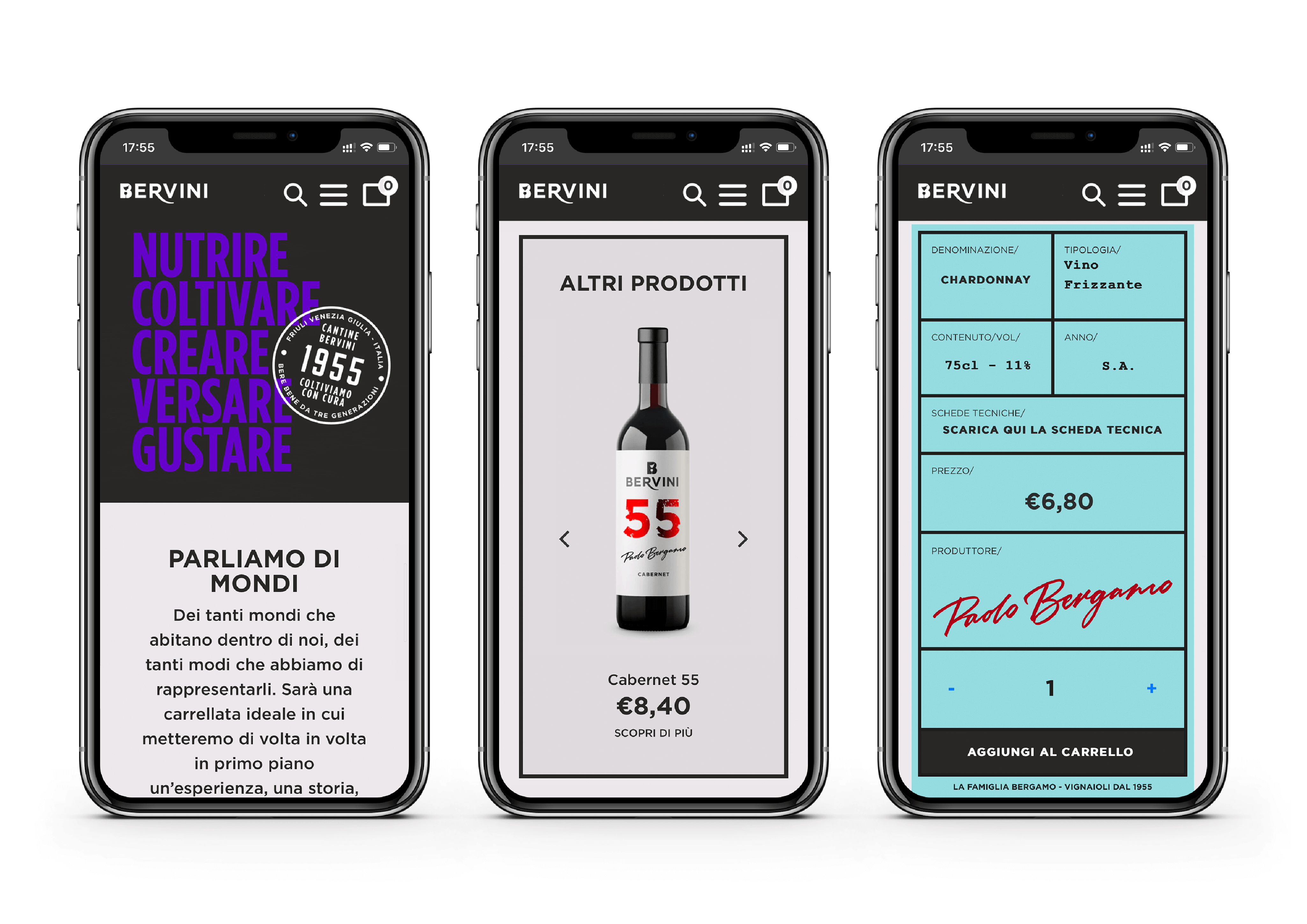 Mobile resolution of Bervini website