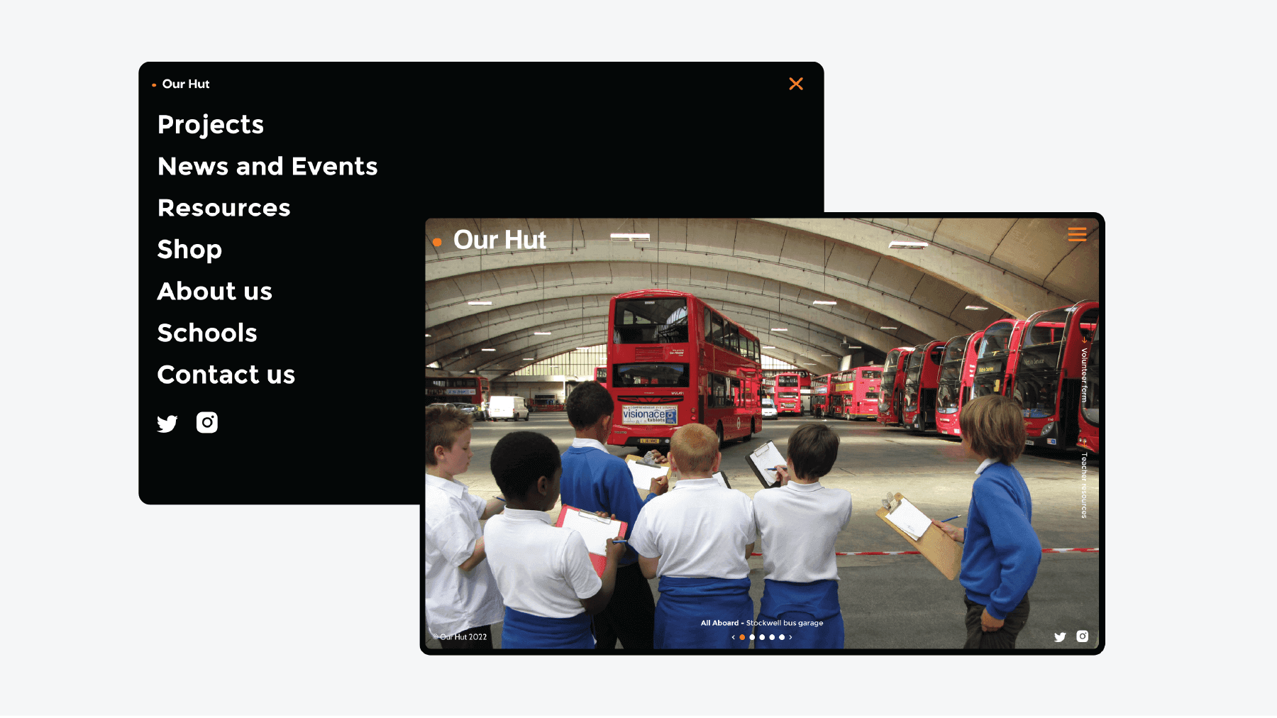 Our Hut two screen mockup